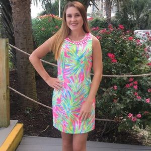 Mila shift dress, Tiki Pink Royal Lime